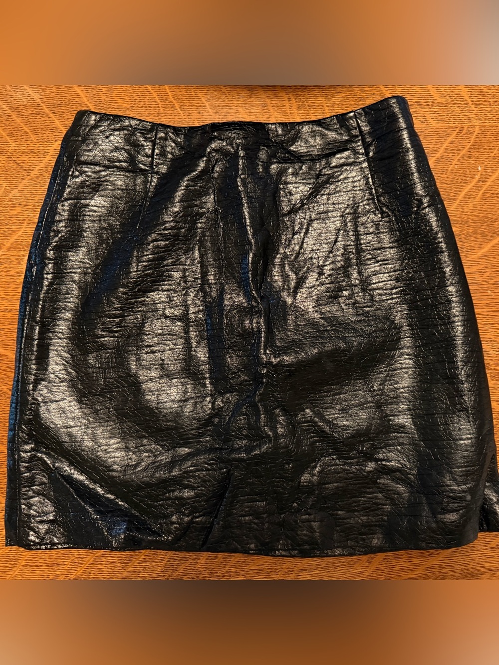 H&M Black Shiny Faux Leather Mini Skirt